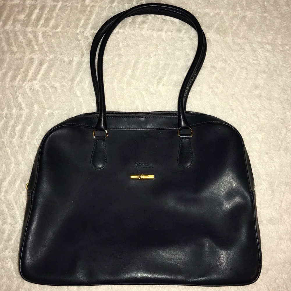 Longchamp Smooth Leather Business Tote Navy